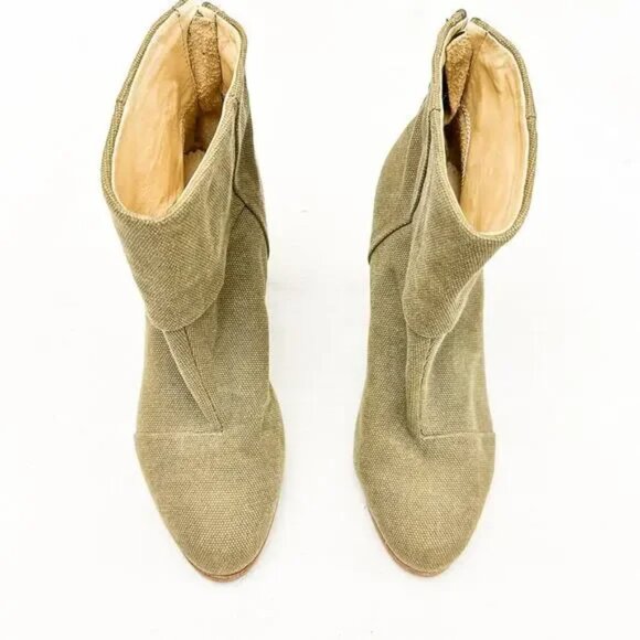 Rag & Bone Newbury Canvas Ankle Boots Olive Sz 39.5 - Picture 5 of 8